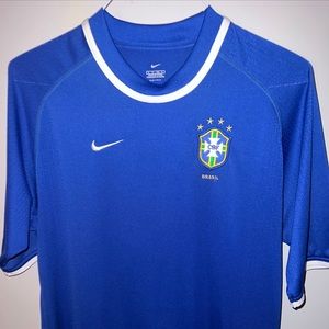Mens Used Nike Brazil 4 star vintage retro throwback 2002 World Cup jersey